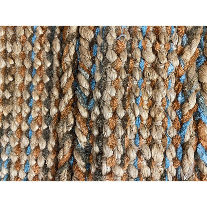 5’ x 7’ Seafoam and Tan Braided Stripe Area Rug
