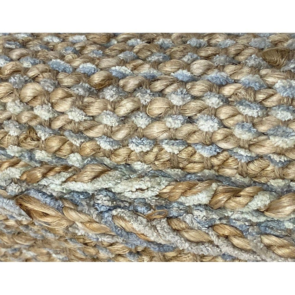 3’ x 4’ Soft Blue and Tan Braided Stripe Area Rug