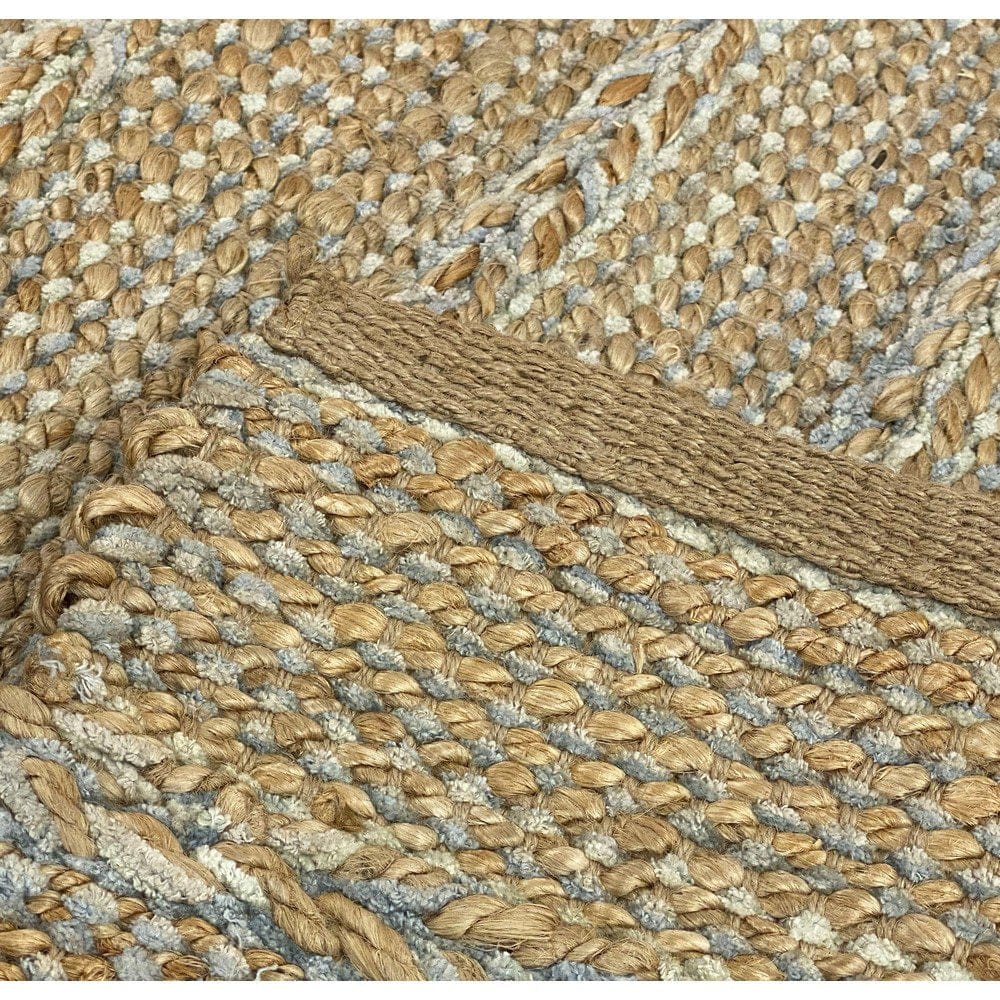 3’ x 4’ Soft Blue and Tan Braided Stripe Area Rug
