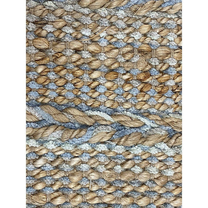 3’ x 4’ Soft Blue and Tan Braided Stripe Area Rug