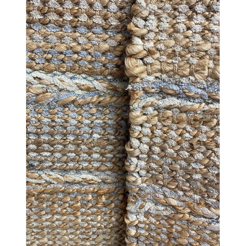 3’ x 4’ Soft Blue and Tan Braided Stripe Area Rug