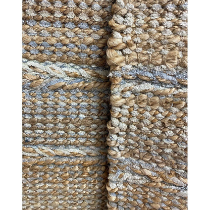 3’ x 4’ Soft Blue and Tan Braided Stripe Area Rug