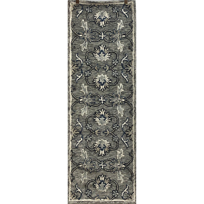 2’ x 7’ Gray Floral FIligree Runner Rug