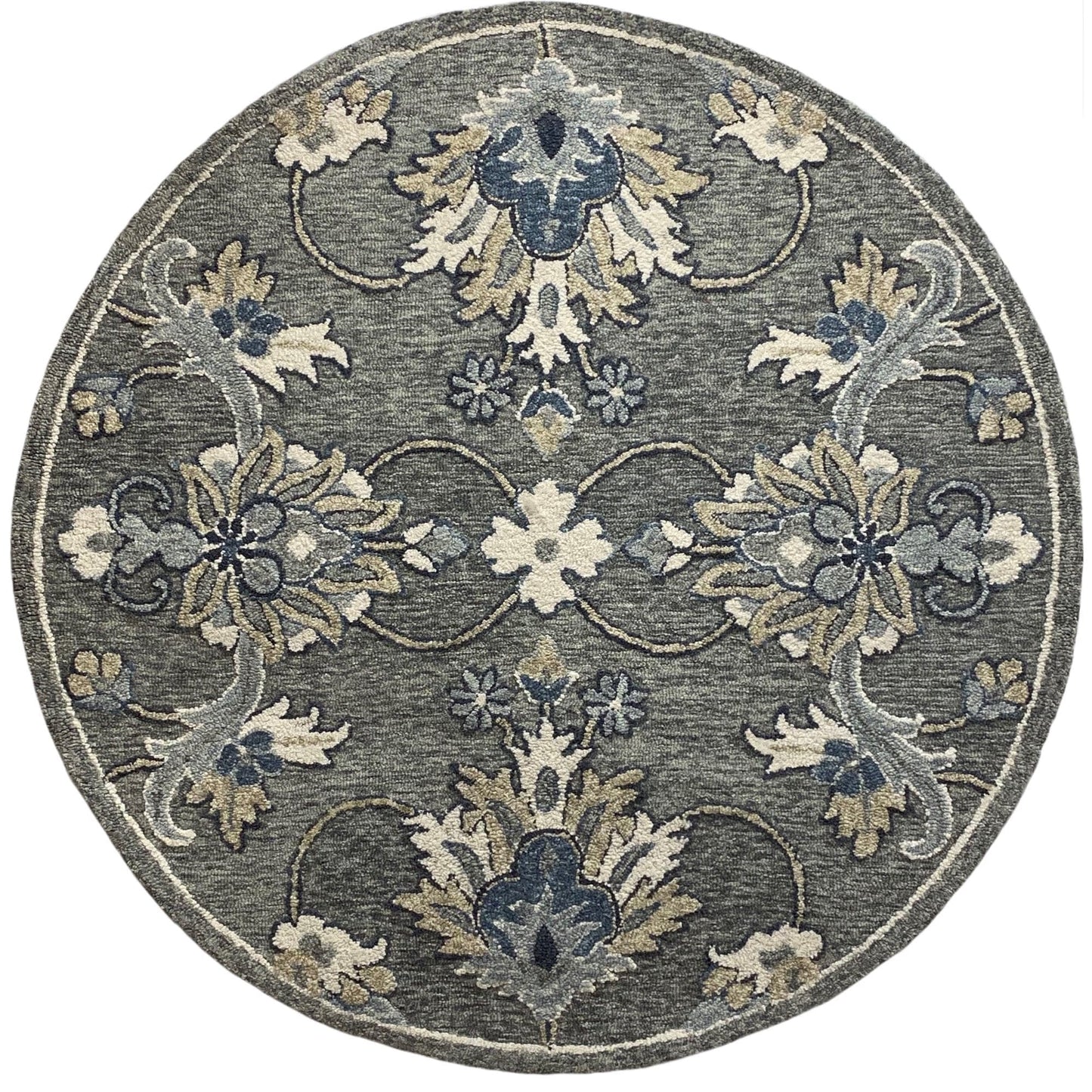 2’ x 7’ Gray Floral FIligree Runner Rug