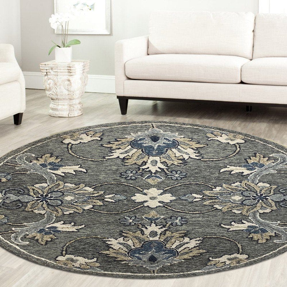 2’ x 7’ Gray Floral FIligree Runner Rug