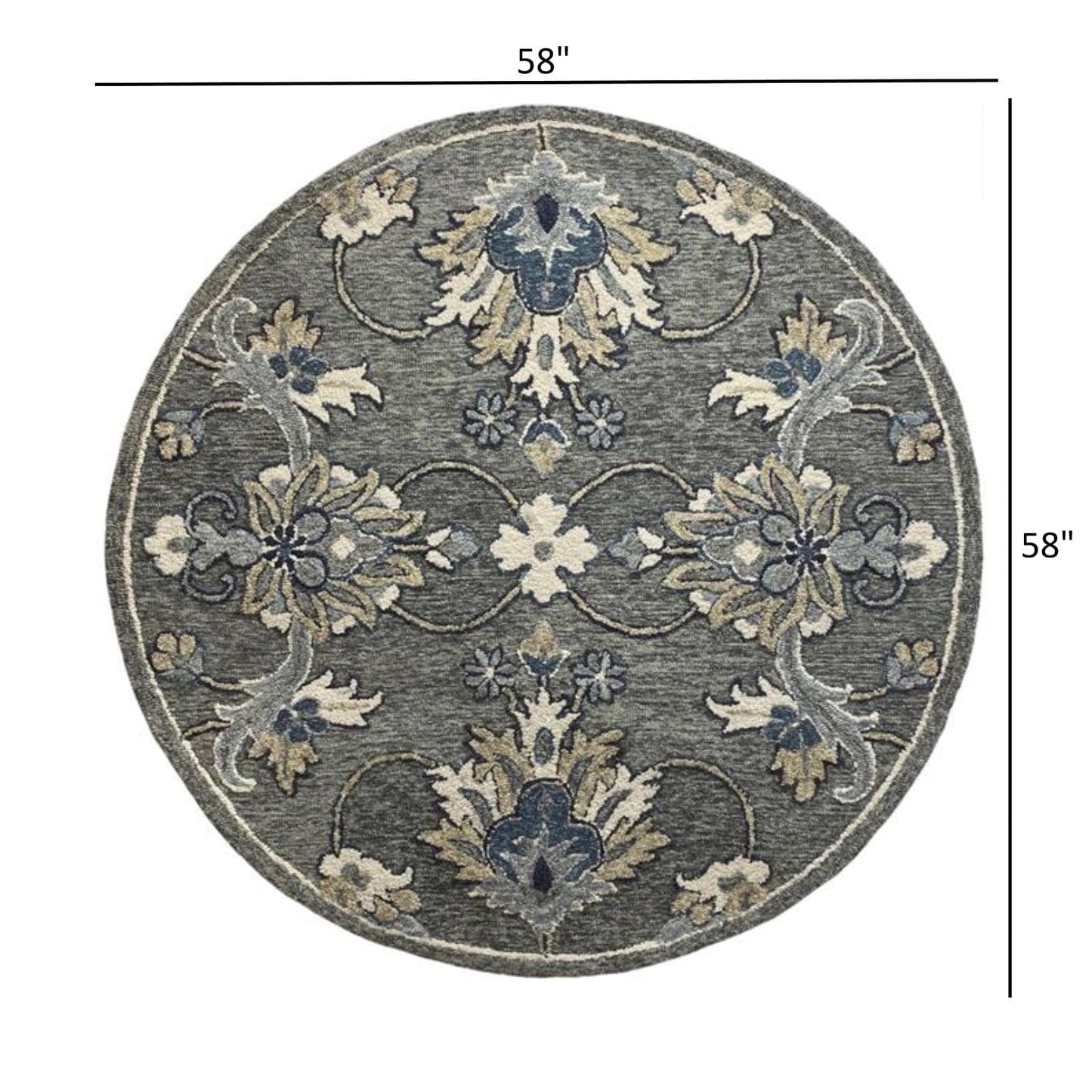 2’ x 7’ Gray Floral FIligree Runner Rug