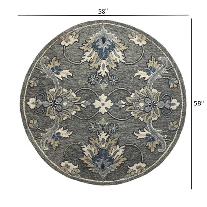 2’ x 7’ Gray Floral FIligree Runner Rug