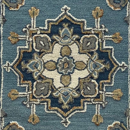 3’ Round Blue Traditional Medallion Area Rug
