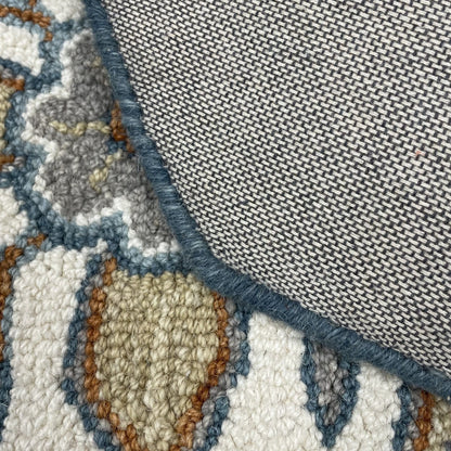 3’ Round Blue Traditional Medallion Area Rug