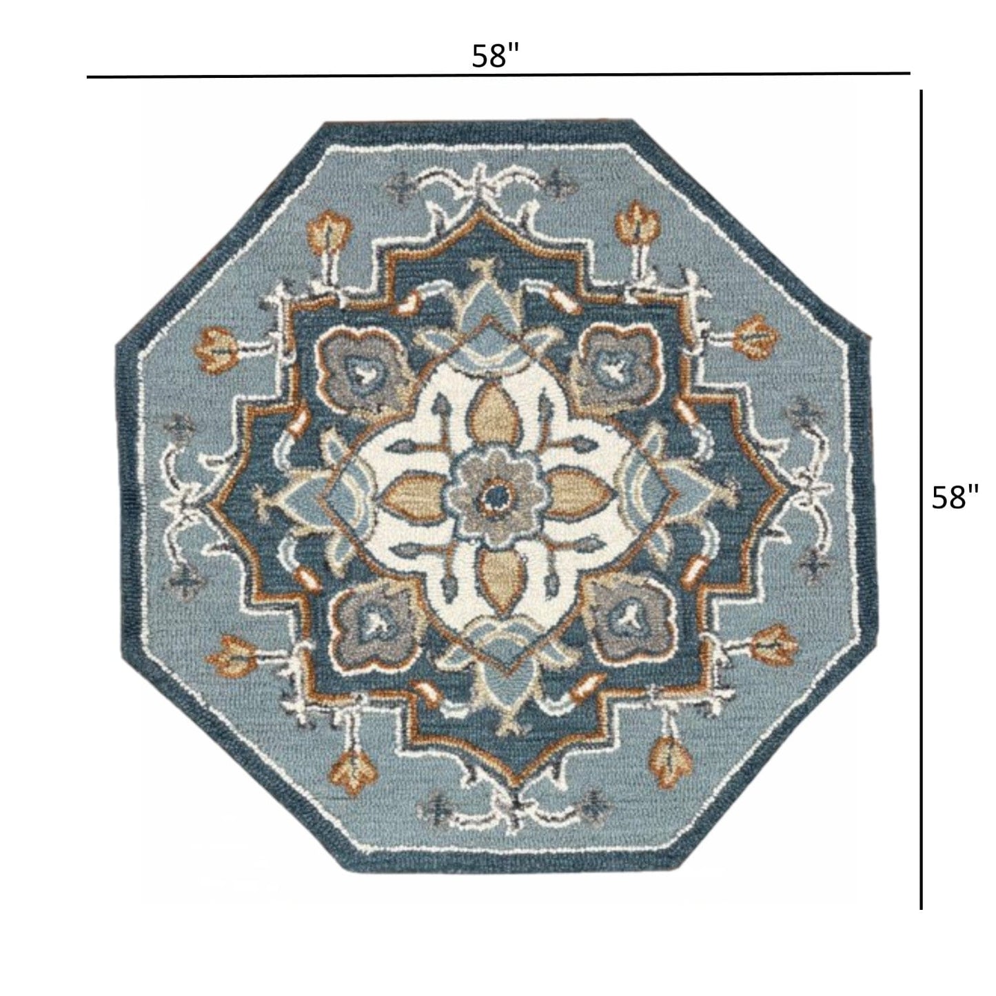 3’ Round Blue Traditional Medallion Area Rug