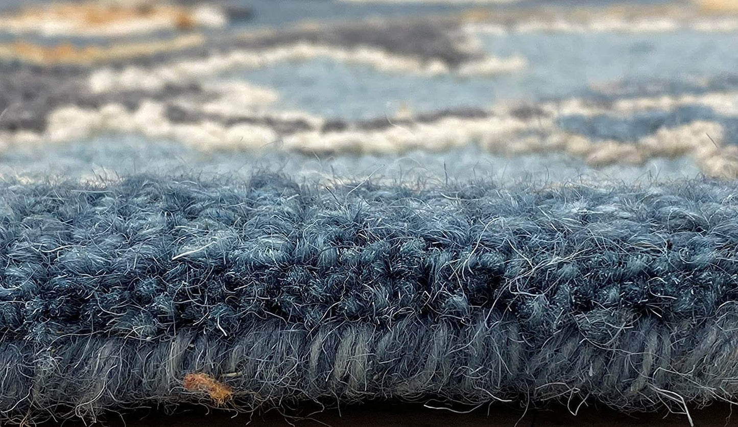 3’ Round Blue Traditional Medallion Area Rug