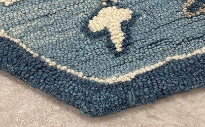 3’ Round Blue Traditional Medallion Area Rug