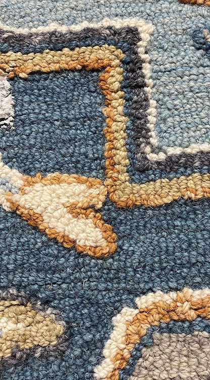 3’ Round Blue Traditional Medallion Area Rug