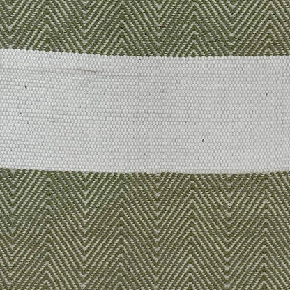 2’ x 4’ Green and White Chevron Striped Area Rug