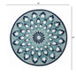 4’ Round Blue and White Floral Feather Area Rug