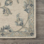 5’ Round Beige and Blue Filigree Area Rug