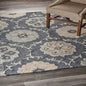 5’ Round Gray Floral Trellis Area Rug