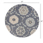5’ Round Gray Floral Trellis Area Rug