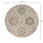 5’ Round Ivory Intricate Floral Area Rug