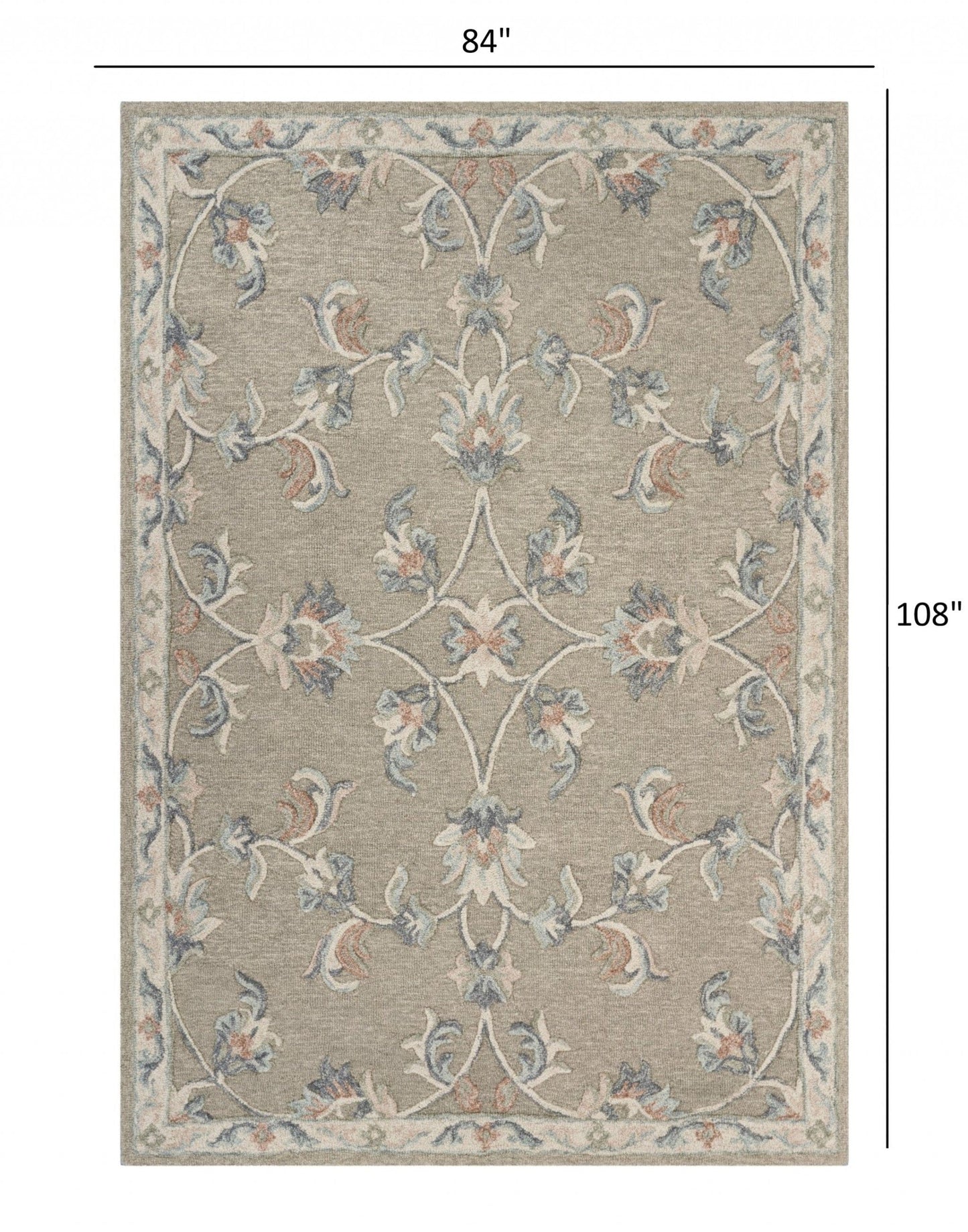 5’ Round Sage and Cream Filigree Area Rug