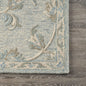 5’ Round Blue and Cream Filigree Area Rug
