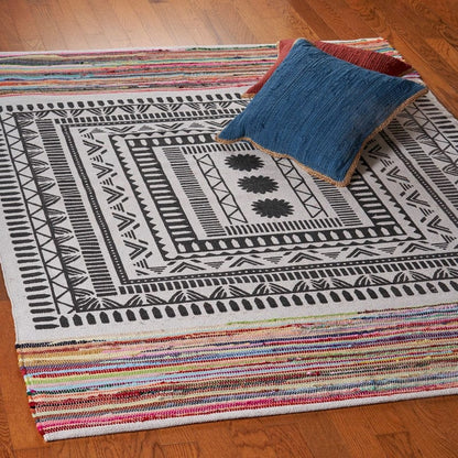5’ x 7’ Grayscale Geometric Center Area Rug