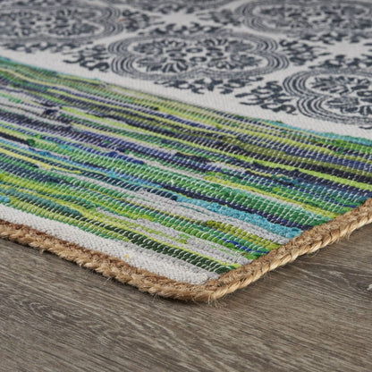 3’ x 5’ Blue and Green Chindi Area Rug