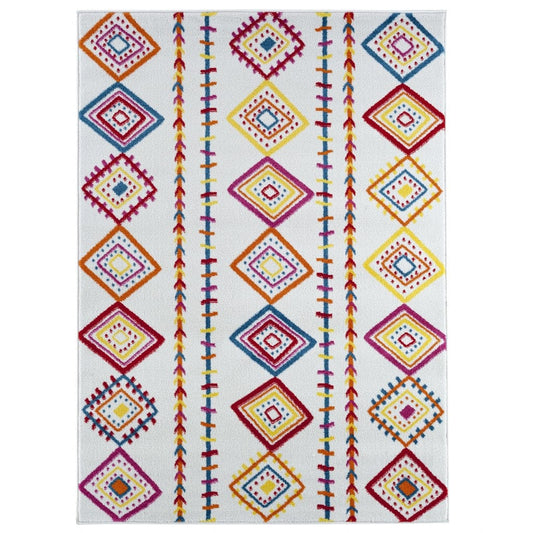 4’ x 6’ Red and White Diamonds Array Area Rug