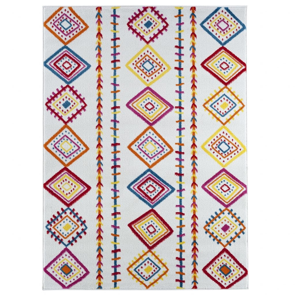 4’ x 6’ Red and White Diamonds Array Area Rug