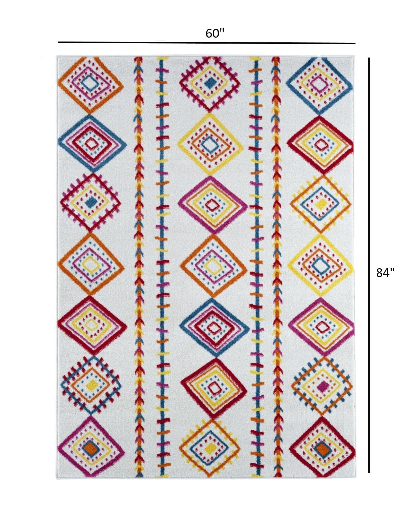 4’ x 6’ Red and White Diamonds Array Area Rug
