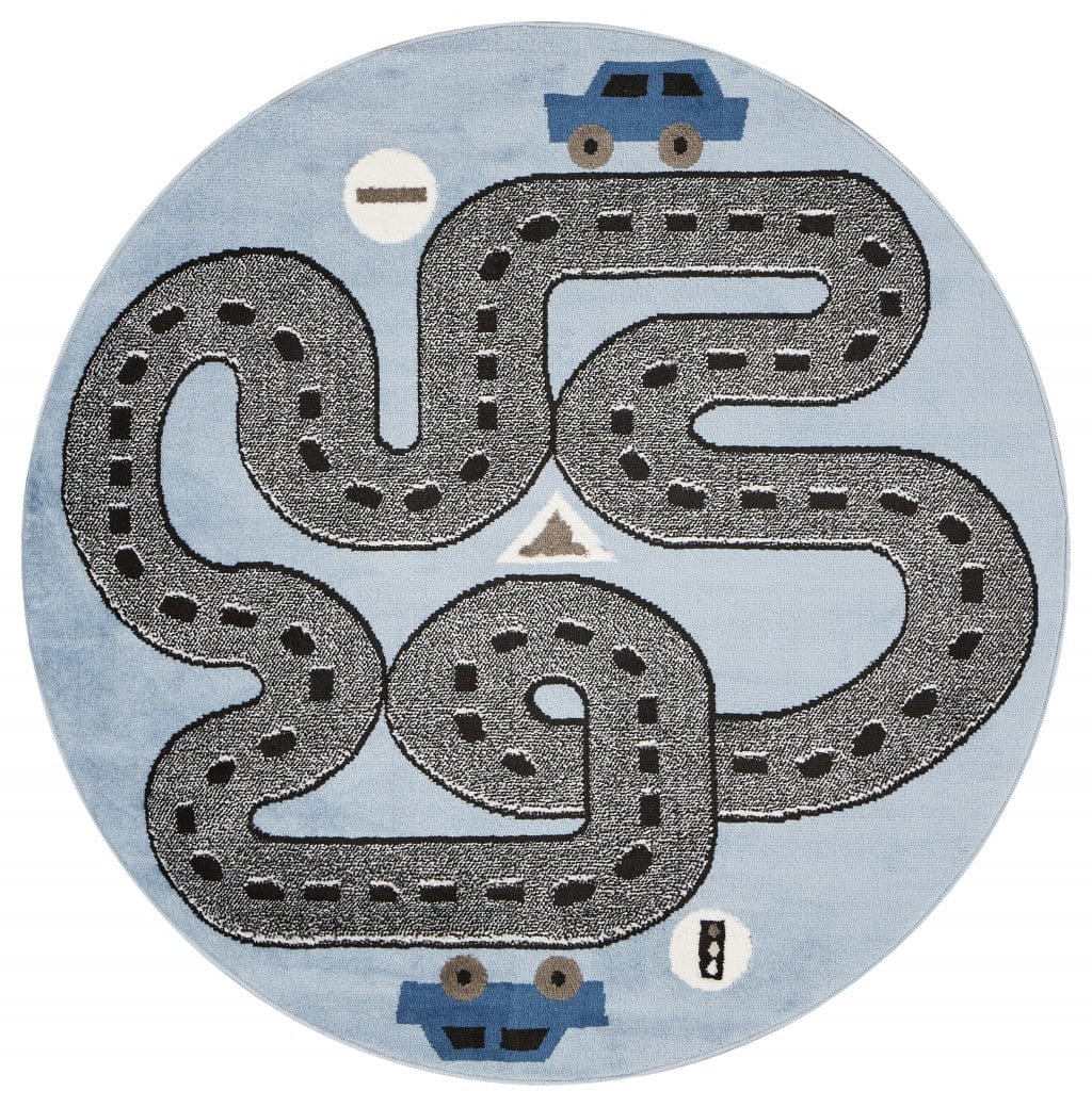 4’ x 6’ Blue Imaginative Racetrack Area Rug