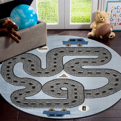 4’ x 6’ Blue Imaginative Racetrack Area Rug
