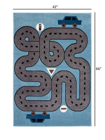 4’ x 6’ Navy Imaginative Racetrack Area Rug