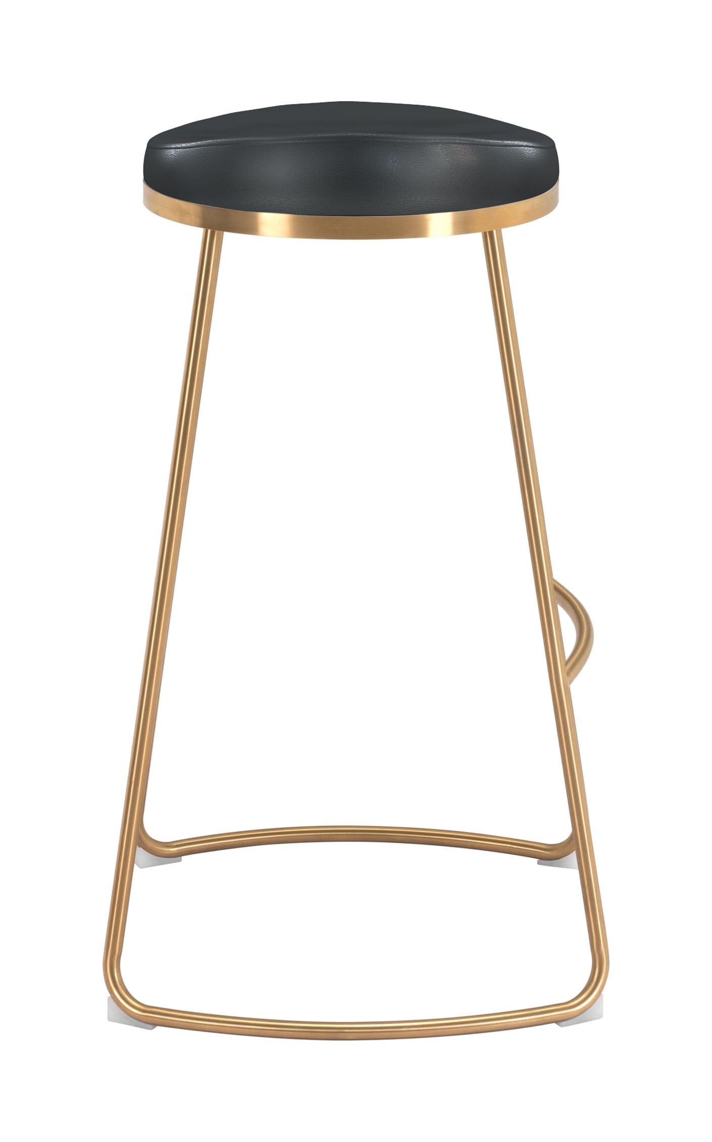 Set of Two Black and Gold Modern Glam Geo Backless Barstools
