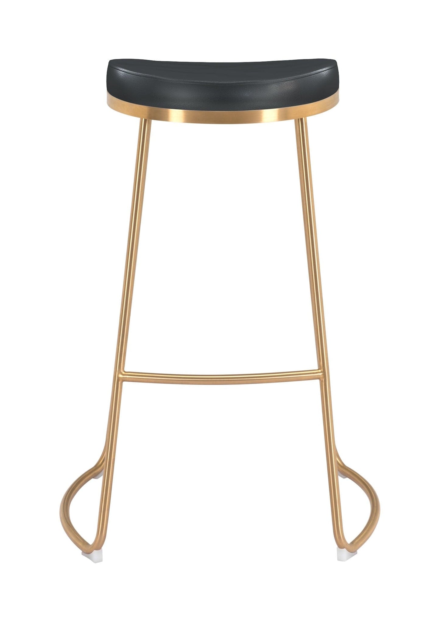 Set of Two Black and Gold Modern Glam Geo Backless Barstools