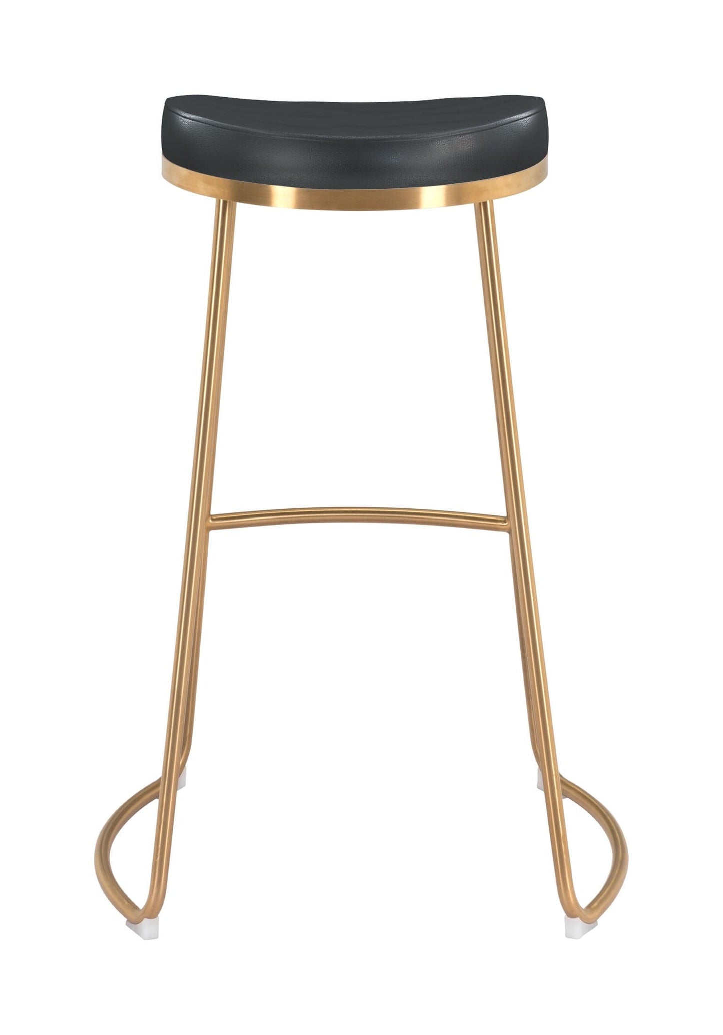 Set of Two Black and Gold Modern Glam Geo Backless Barstools
