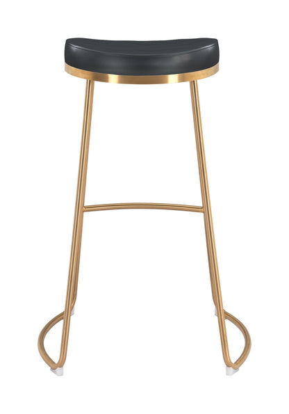 Set of Two Black and Gold Modern Glam Geo Backless Barstools