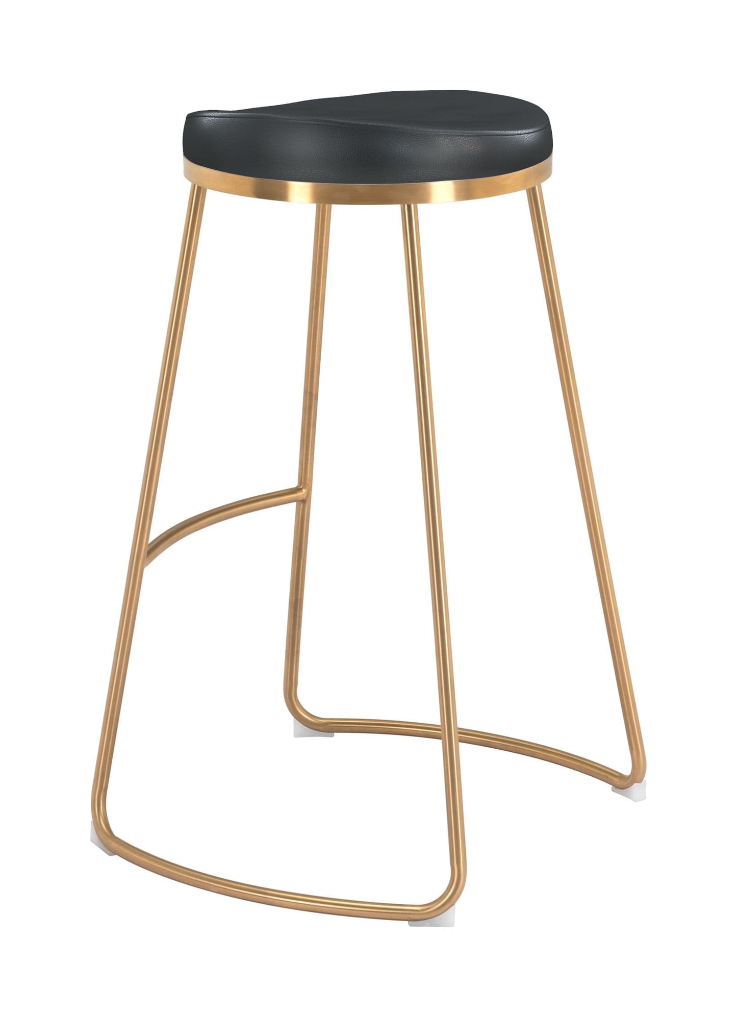 Set of Two Black and Gold Modern Glam Geo Backless Barstools