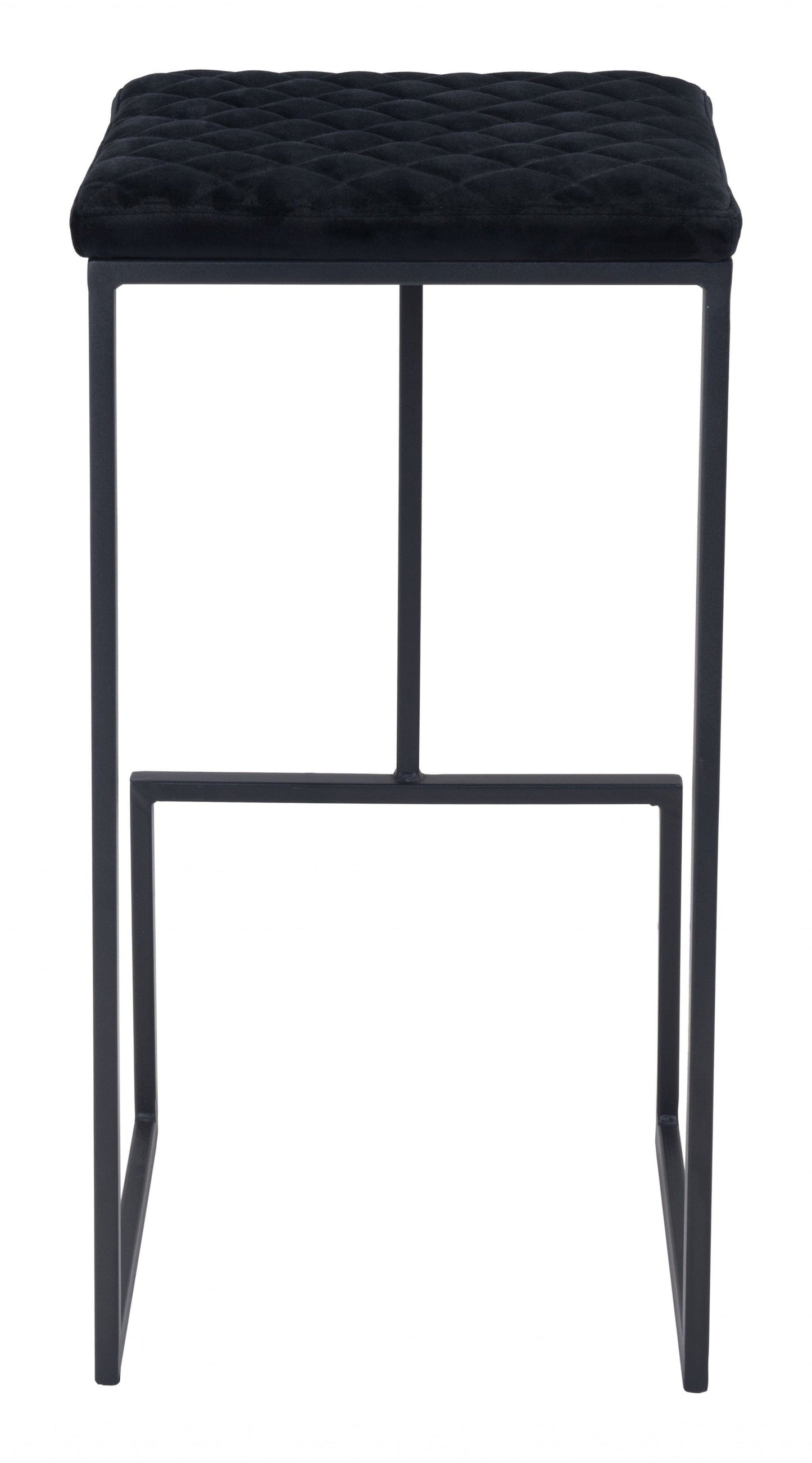 Black Modern Geo Waffle Seat Backless Barstool