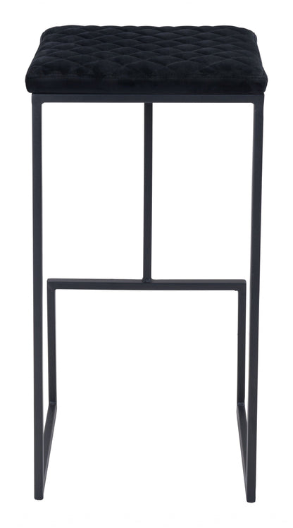 Black Modern Geo Waffle Seat Backless Barstool