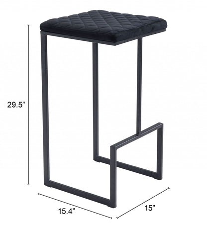 Black Modern Geo Waffle Seat Backless Barstool