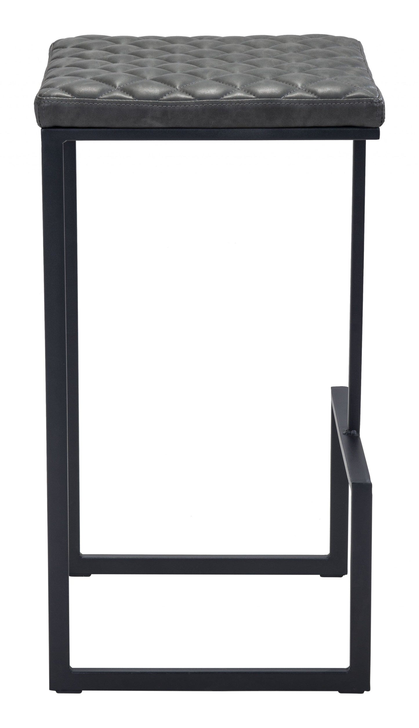 Gray Modern Geo Waffle Seat Backless Barstool