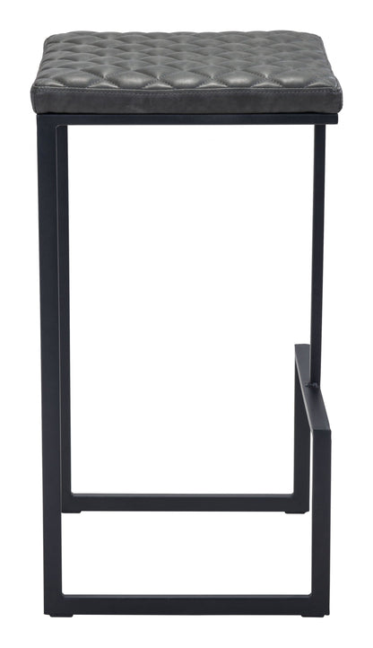 Gray Modern Geo Waffle Seat Backless Barstool