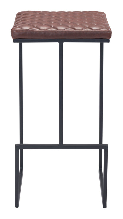 Brown Modern Geo Waffle Seat Backless Barstool