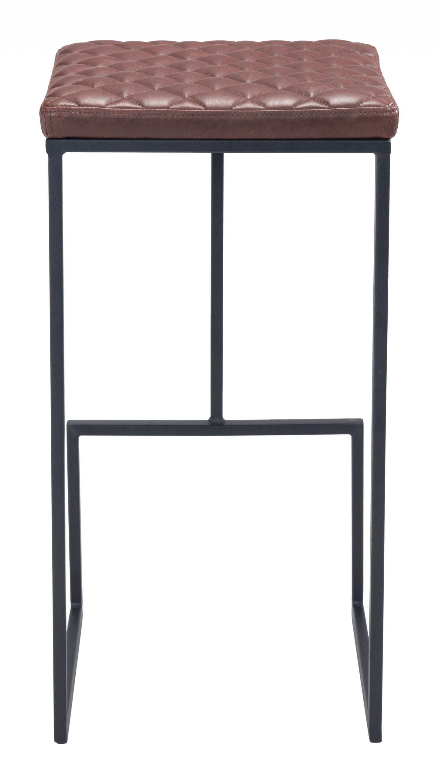 Brown Modern Geo Waffle Seat Backless Barstool