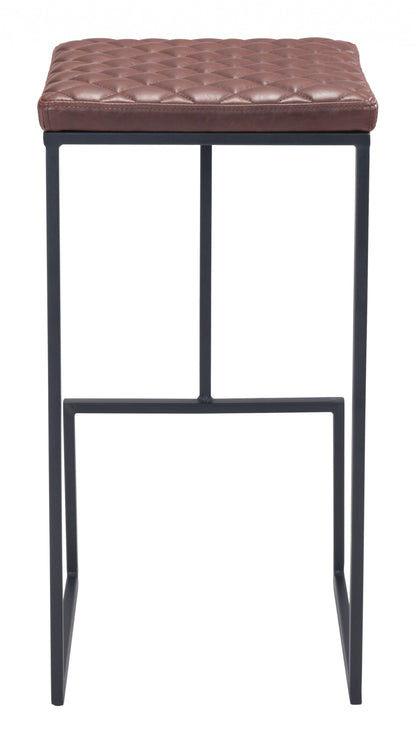 Brown Modern Geo Waffle Seat Backless Barstool