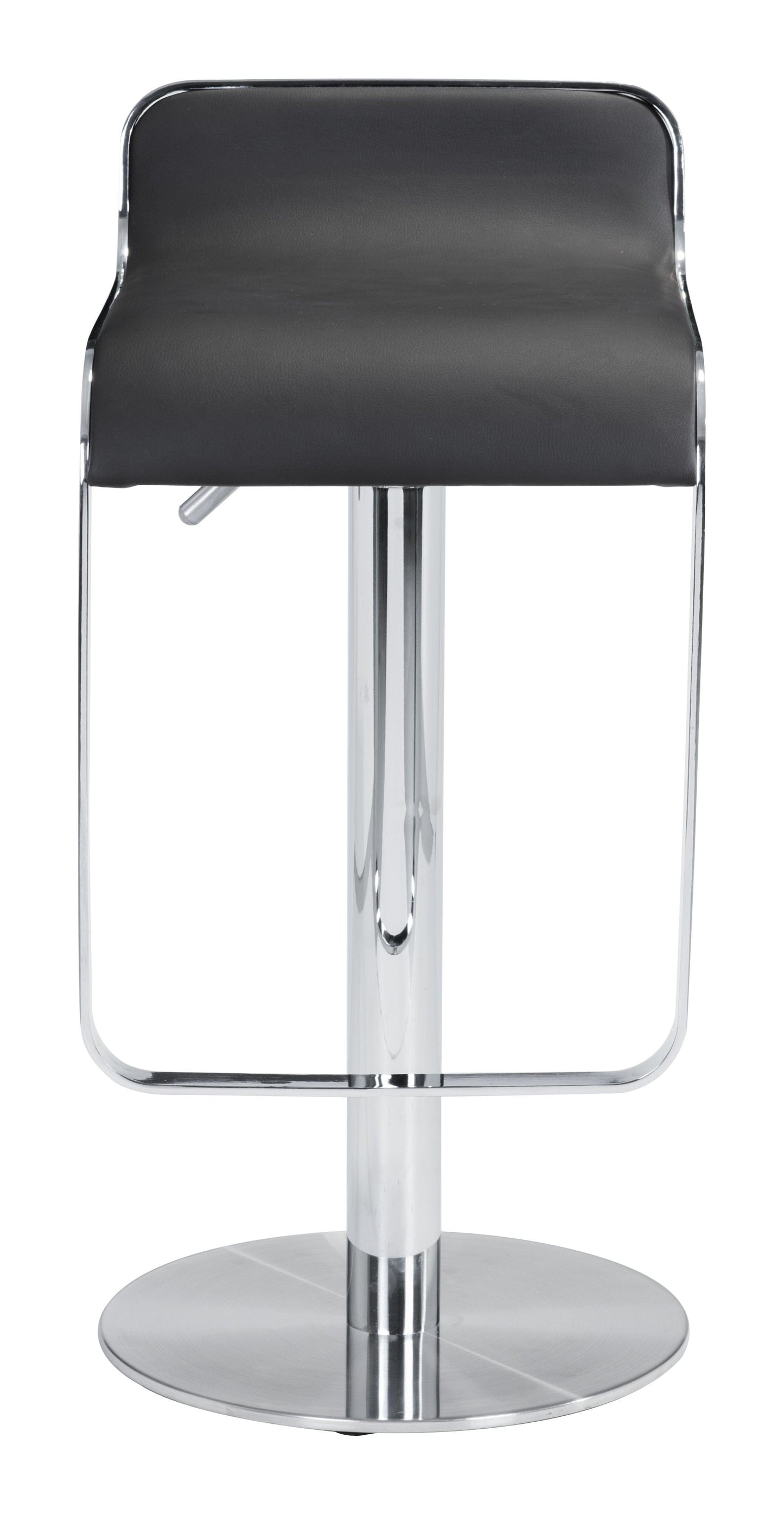 Modern Black Faux Leather and Chrome Adjustable Pedestal Barstool