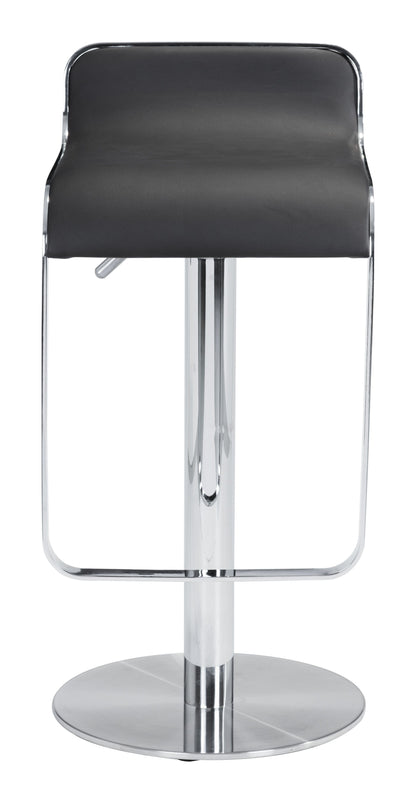 Modern Black Faux Leather and Chrome Adjustable Pedestal Barstool