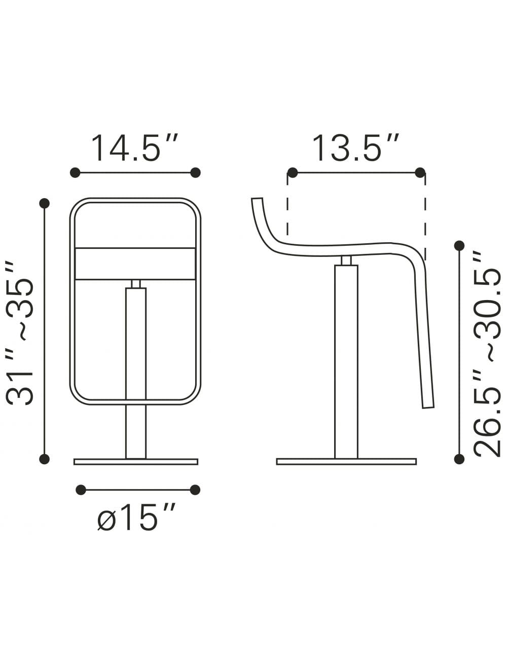 Modern White Faux Leather and Chrome Adjustable Pedestal Barstool