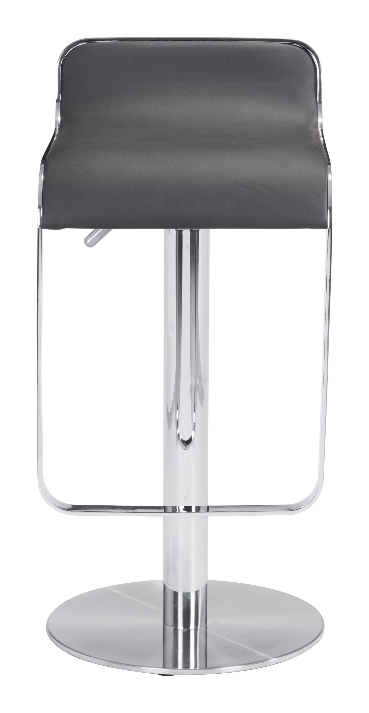 Modern Brown Faux Leather and Chrome Adjustable Pedestal Barstool